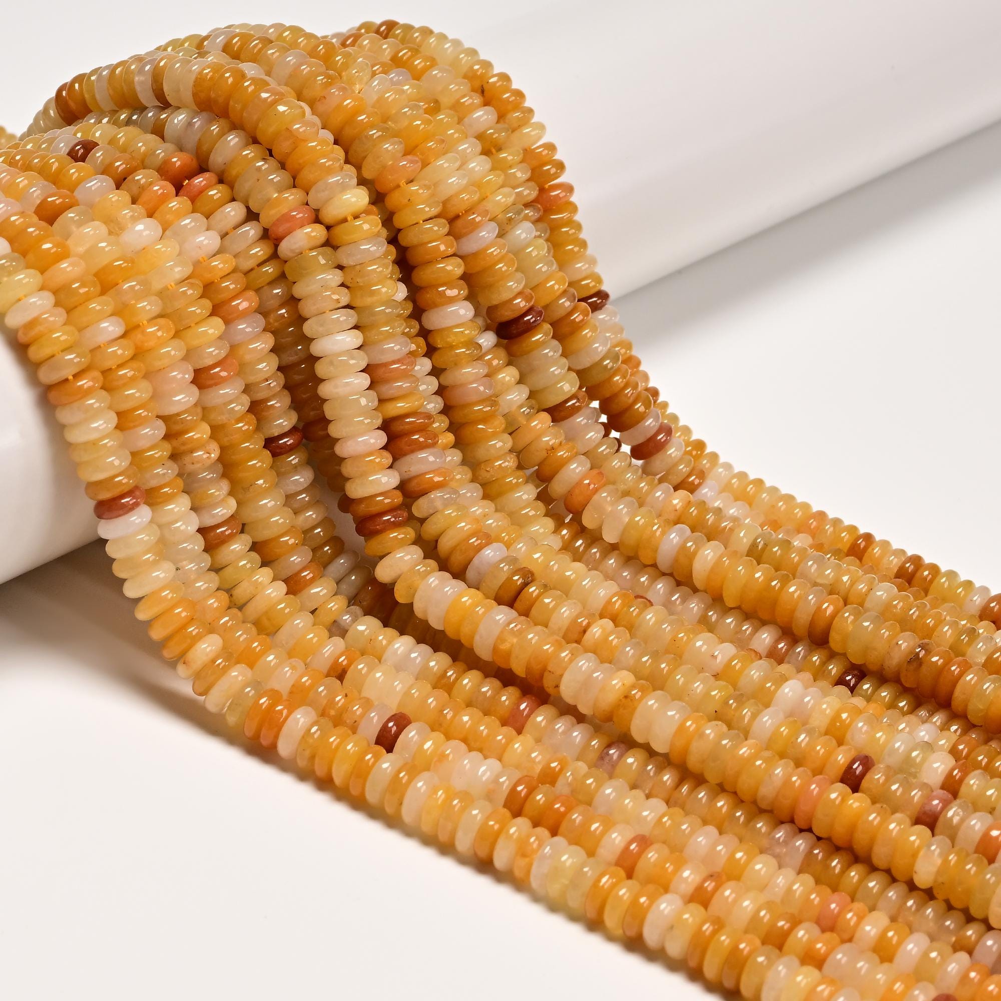 Natural Yellow Aventurine Smooth Rondelle Beads Size 2x6mm 15.5'' Strand Natural Yellow Aventurine Smooth Rondelle Beads Size 2x6mm 15.5'' Strand