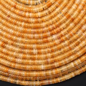 Natural Yellow Aventurine Thin Heishi Rondelle Beads 4mm 15.5" Strand