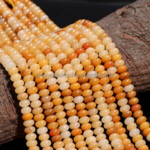 Yellow Aventurine Smooth Rondelle Beads, Aventurine Rondelle Bead,Natural Yellow Aventurine Rondelle Beads For Handmade Jewelry Making Craft