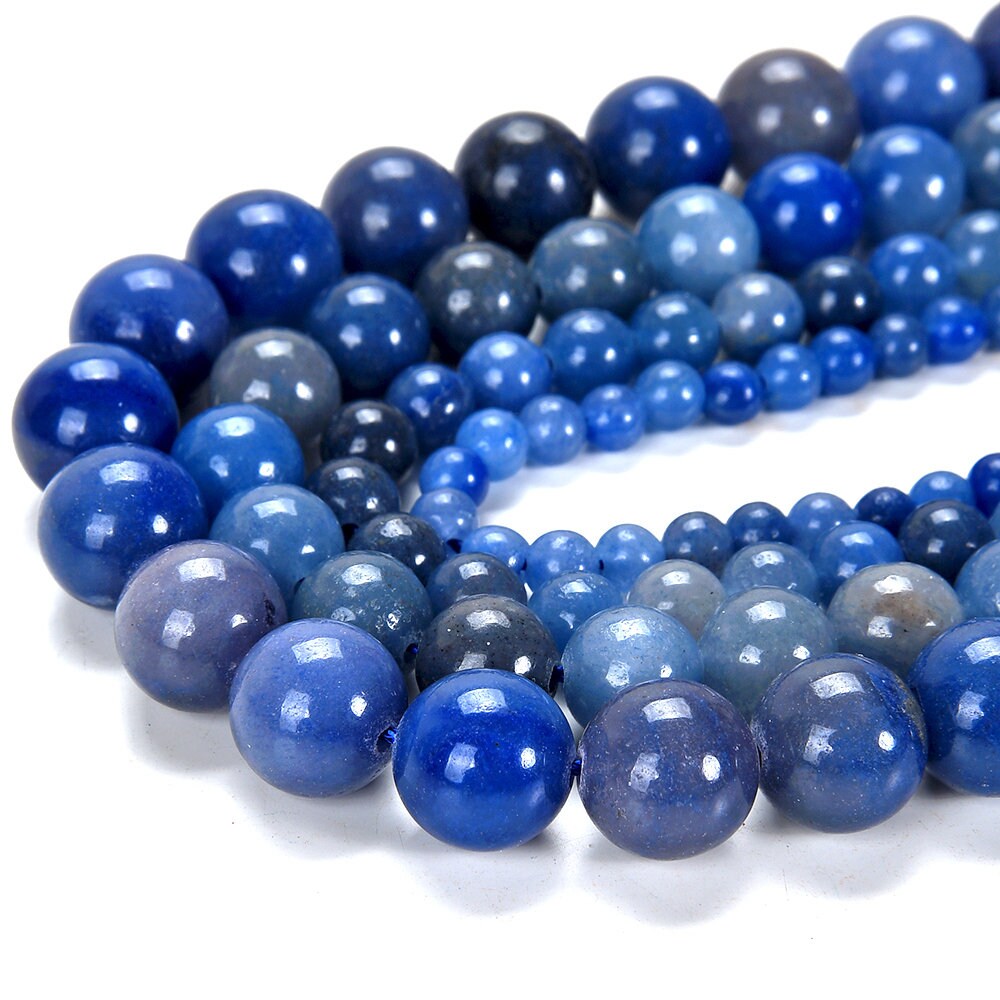 8mm Blue Aventurine Gemstone Blue Round Loose Beads 7.5 Inch Half Strand (80005843 H-m27)