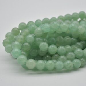 Green Aventurine Gemstone Beads - 8mm Round - Large Hole (2mm) Gemstone Round Beads For Jewellery Making - 15" Strand