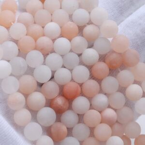 Matte Aventurine Gemstone Light Orange Round 4mm/6mm/8mm/10mm Loose Beads 15 Inch Full Strand (m1)