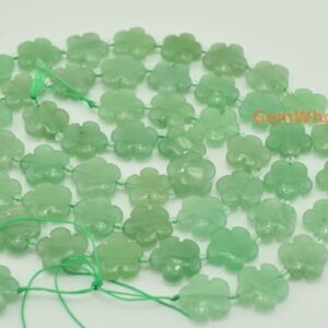15.5" Green Aventurine Flower 15/20mm, High Quality Semi-precious Stone Flower, Green Color Gemstone Flower, Gemstone Carving Flower Jgdof