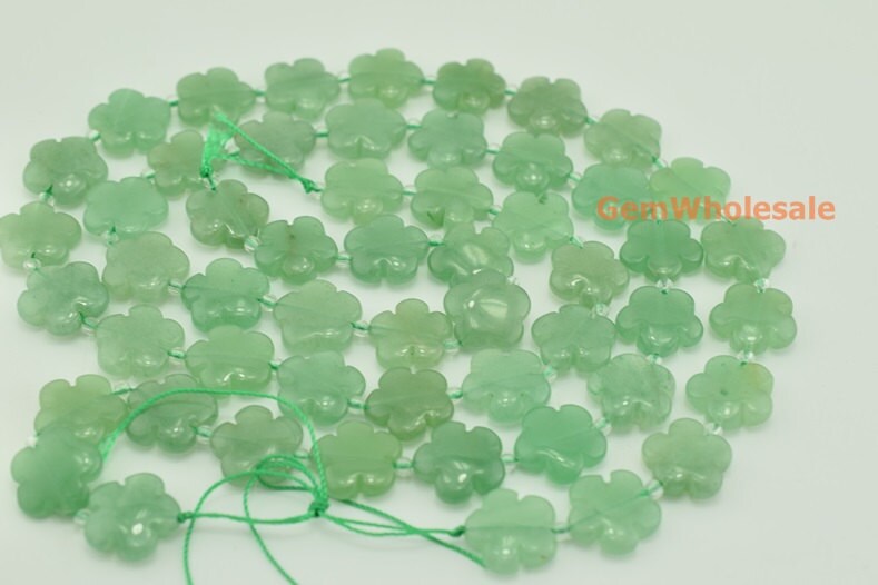 15.5" Green Aventurine Flower 15/20mm, High Quality Semi-precious Stone Flower, Green Color Gemstone Flower, Gemstone Carving Flower Jgdof