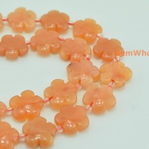 15.5" Red Aventurine Flower 15/20mm, High Quality Semi-precious Stone Flower, Orange Color Gemstone Flower, Gemstone Carving Flower Jgdof