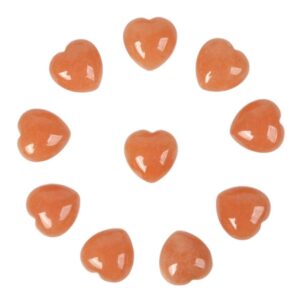 20mm Natural Orange aventurine  puff LOVE hearts Crystal healing Reiki pocket stone 0.8"