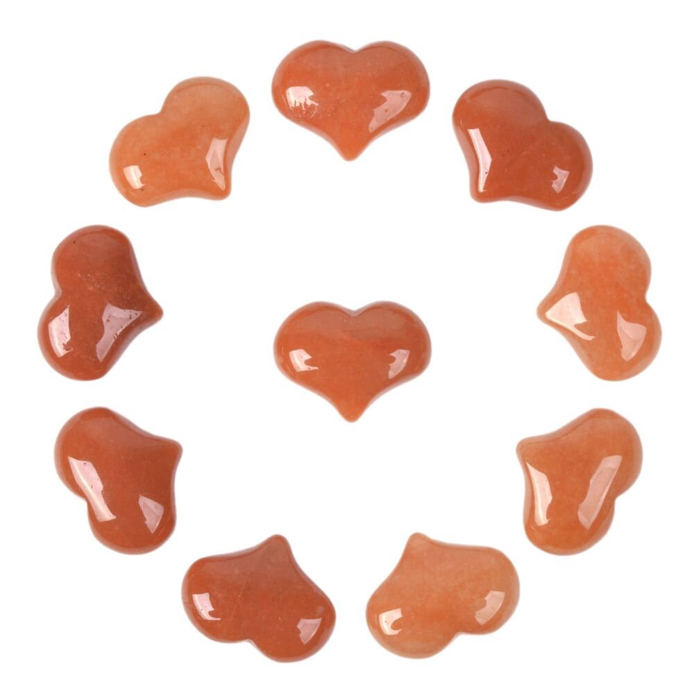 25mm Orange Aventurine  Puff Love Hearts 1 Inch Crystal Healing Reiki Pocket Stone Chunky