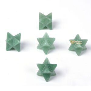 Carved Green Aventurine Gemstone Crystal Merkaba Star Energy Healing Sacred Geometry Chakra Stone