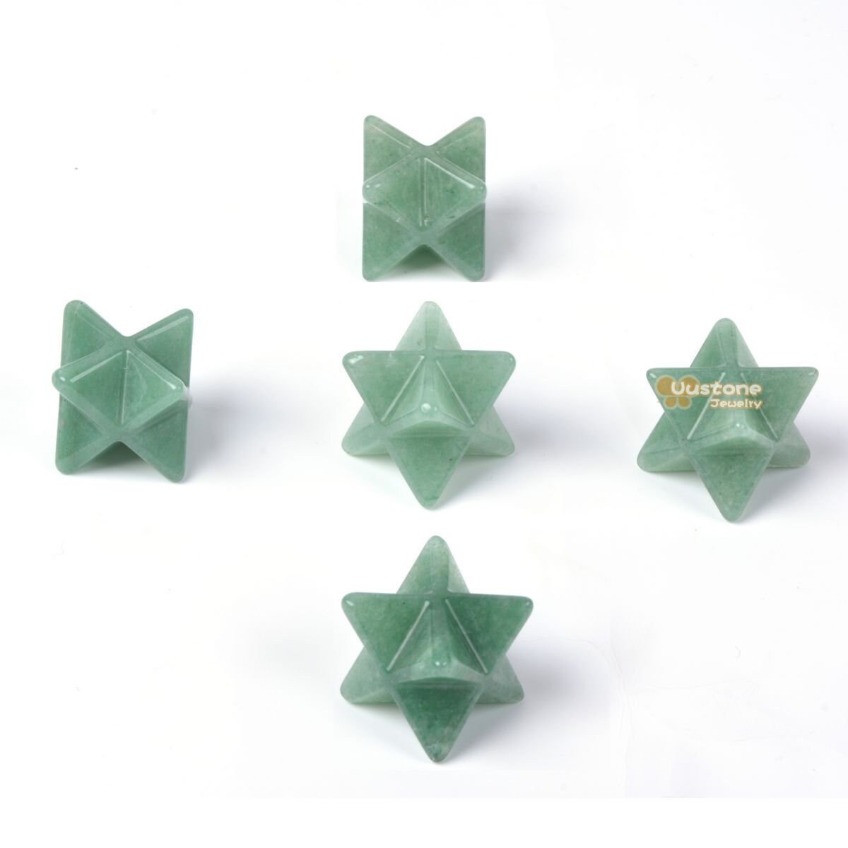 Carved Green Aventurine Gemstone Crystal Merkaba Star Energy Healing Sacred Geometry Chakra Stone