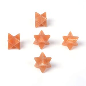Carved Orange Aventurine Gemstone Crystal Merkaba Star Energy Healing Sacred Geometry Chakra Stone