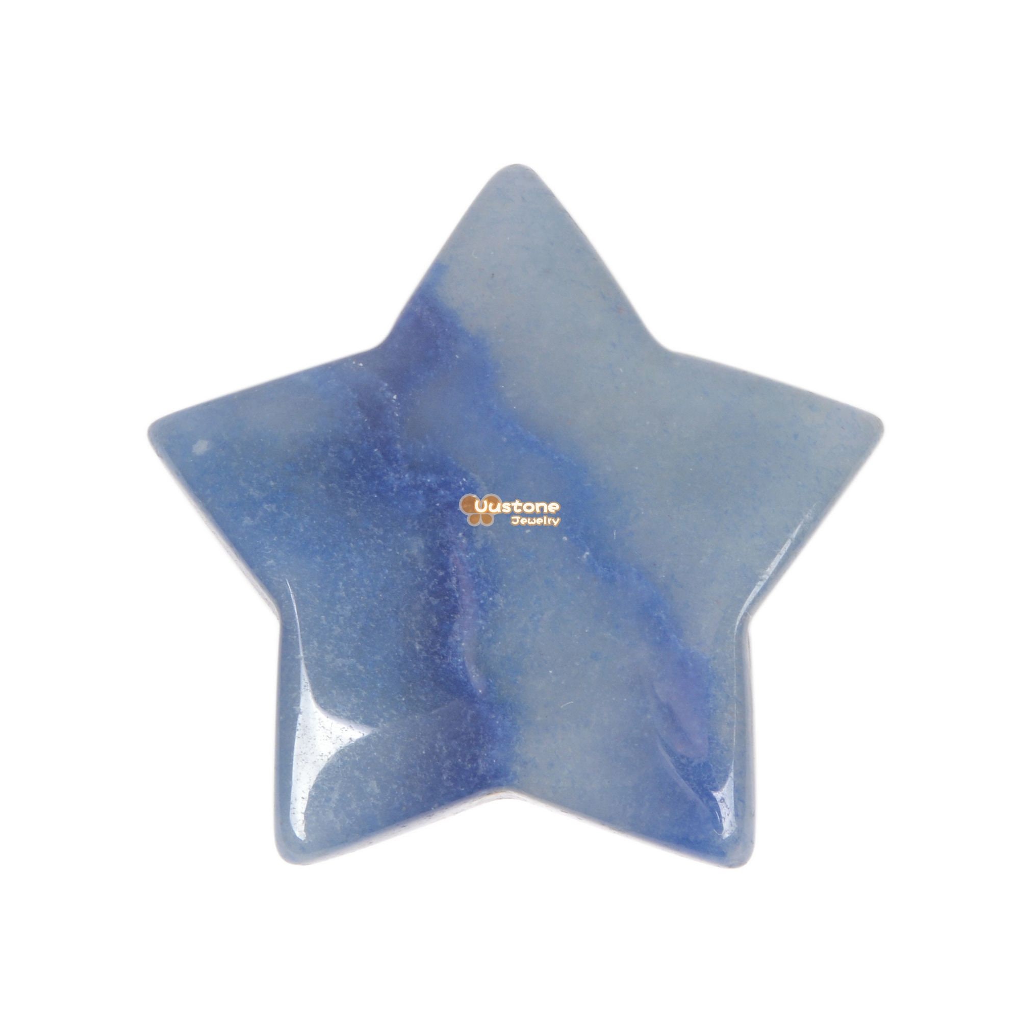 G6174.47 30mm Carved Blue Aventurine Gemstone Crystal Healing Star Stone Diy