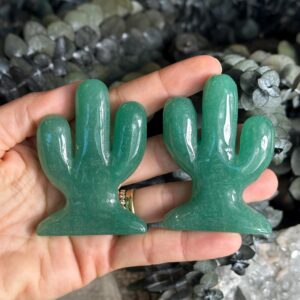 Green Aventurine Cactus Crystal Carving: 2 1/2”