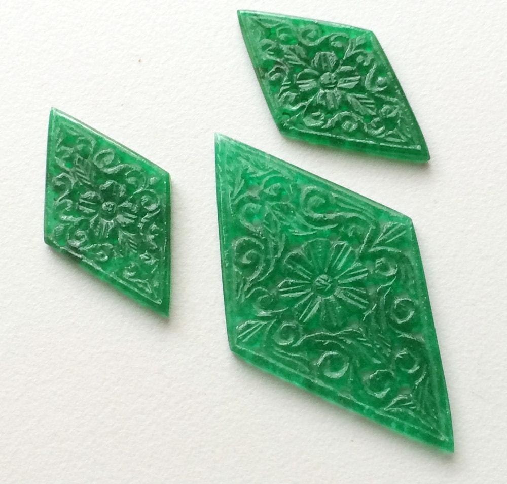 Green Aventurine Carving For Jewelry– Hand Carved Filigree Green Gemstone