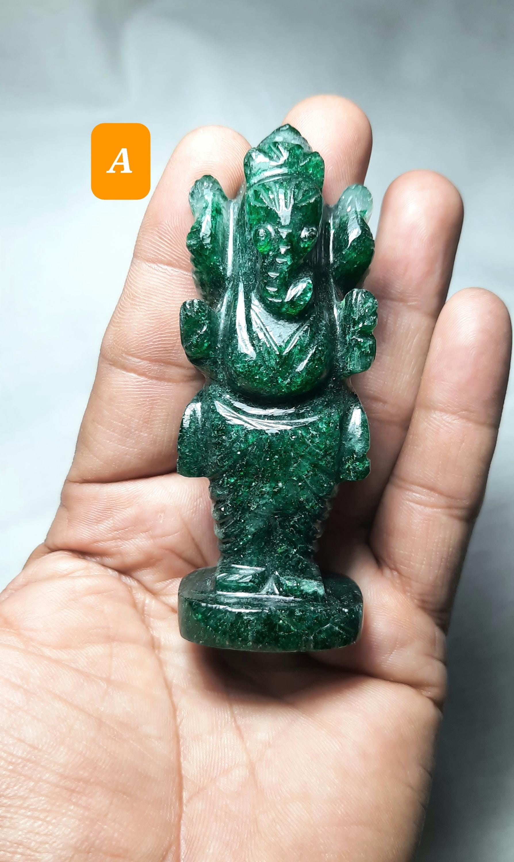 Green Aventurine Ganesha Statue: Healing Crystal Home Decor