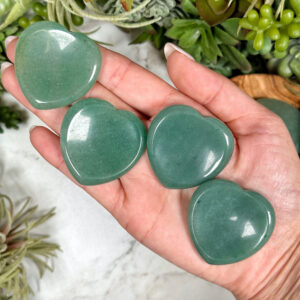 Green Aventurine Heart Calming Stone | 38mm | - No. 356 (pocket Worry Crystal, Heart Chakra, Luck)