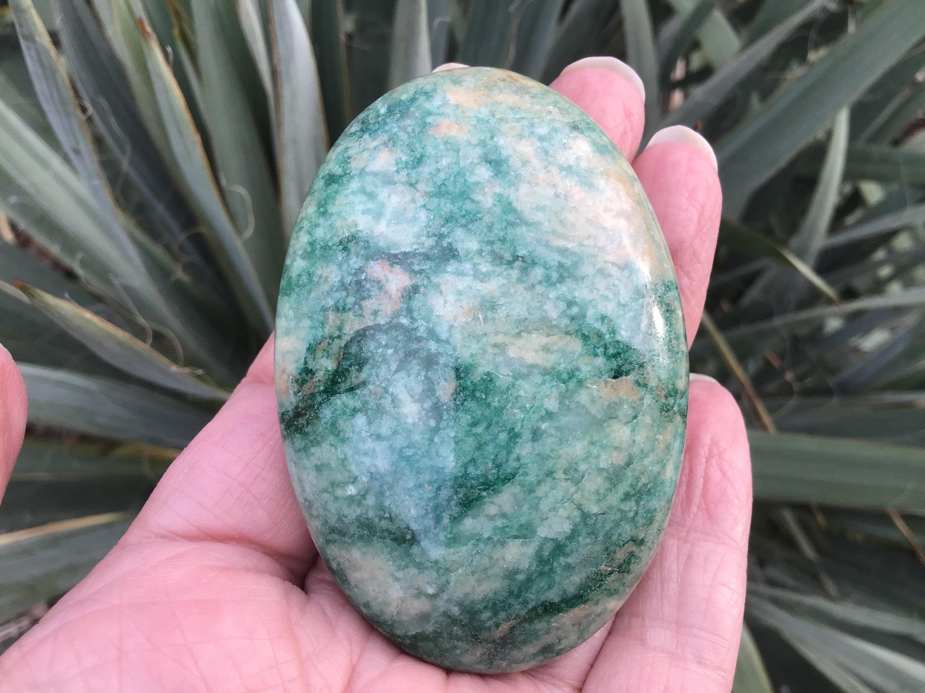 Green Aventurine Palm Stone: Reiki Heart Chakra Stones 2.75”