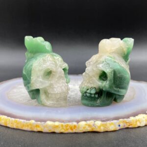 Hand Carved Mohawk Skull Green Aventurine Skull Realistic Human Skull Carving Crystal Skull Gemstone Skull Decor Skull Sculpture Sk-lk