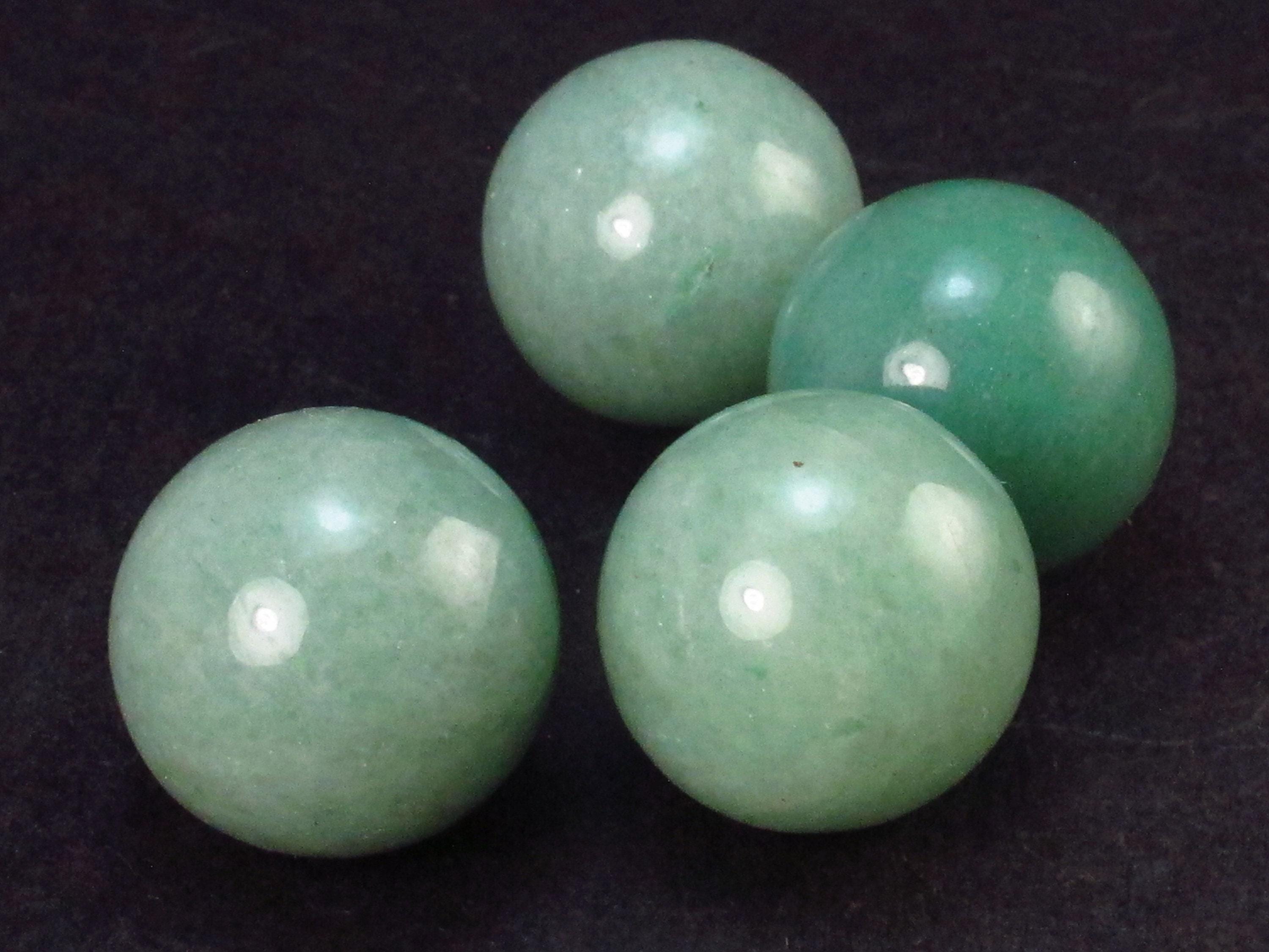 Lot Of 4 Natural Green Aventurine Spheres From India - 45.4 Grams