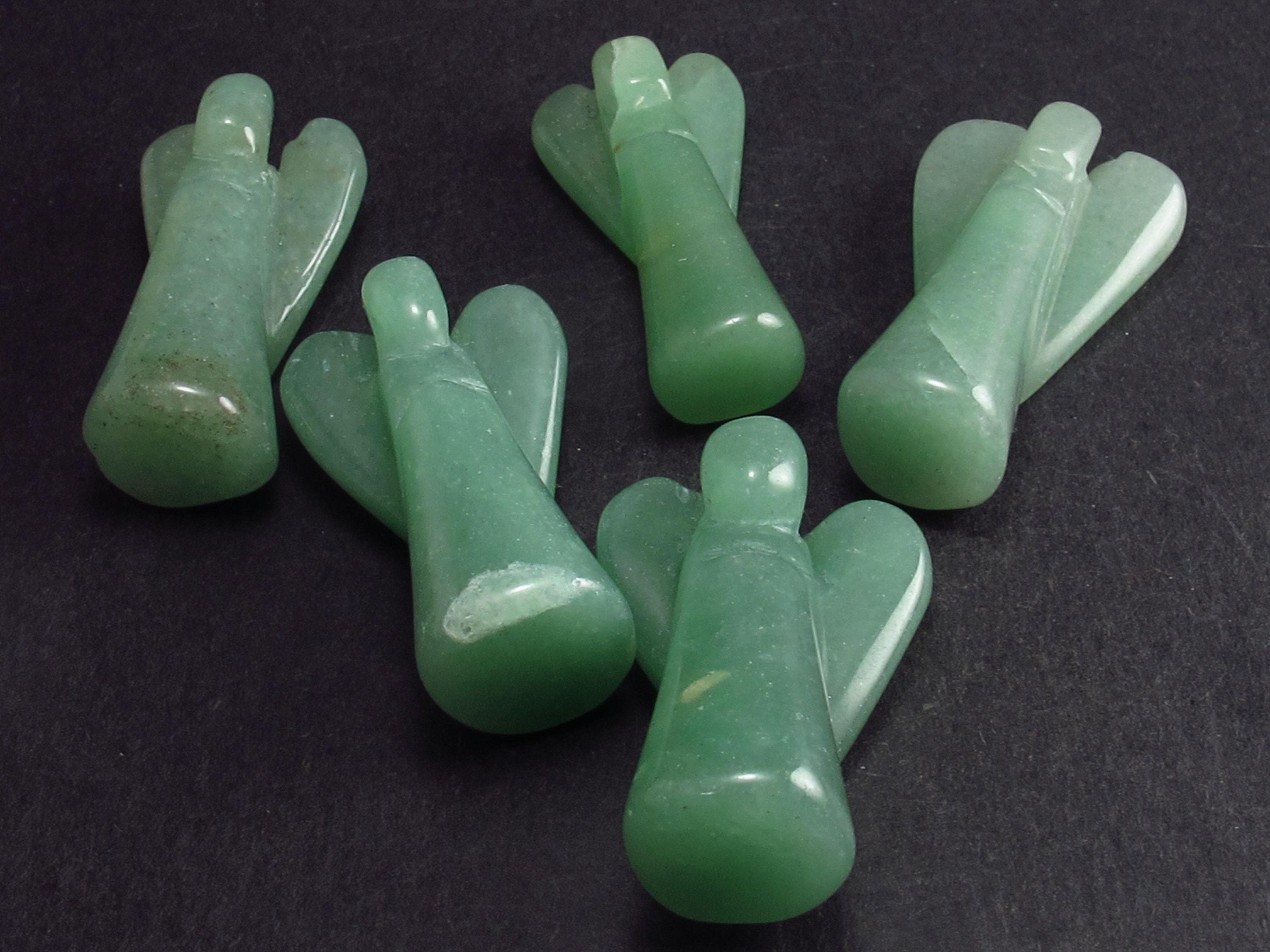 Lot Of 5 Natural Green Aventurine Carved Angel From India
