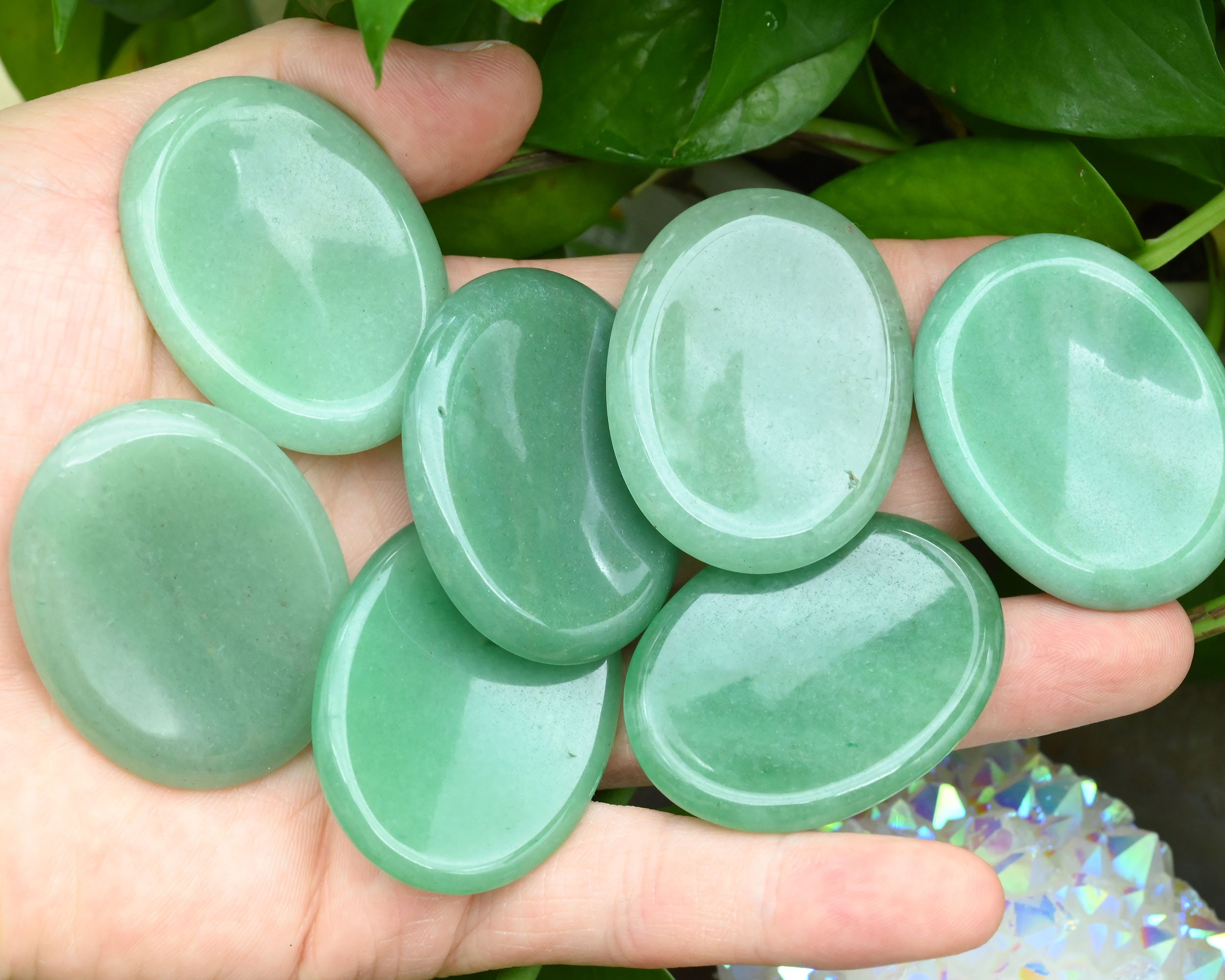 Natural Green Aventurine Worry Stone,healing Worry Stone,chakra Worry Stone,size 35x45mm