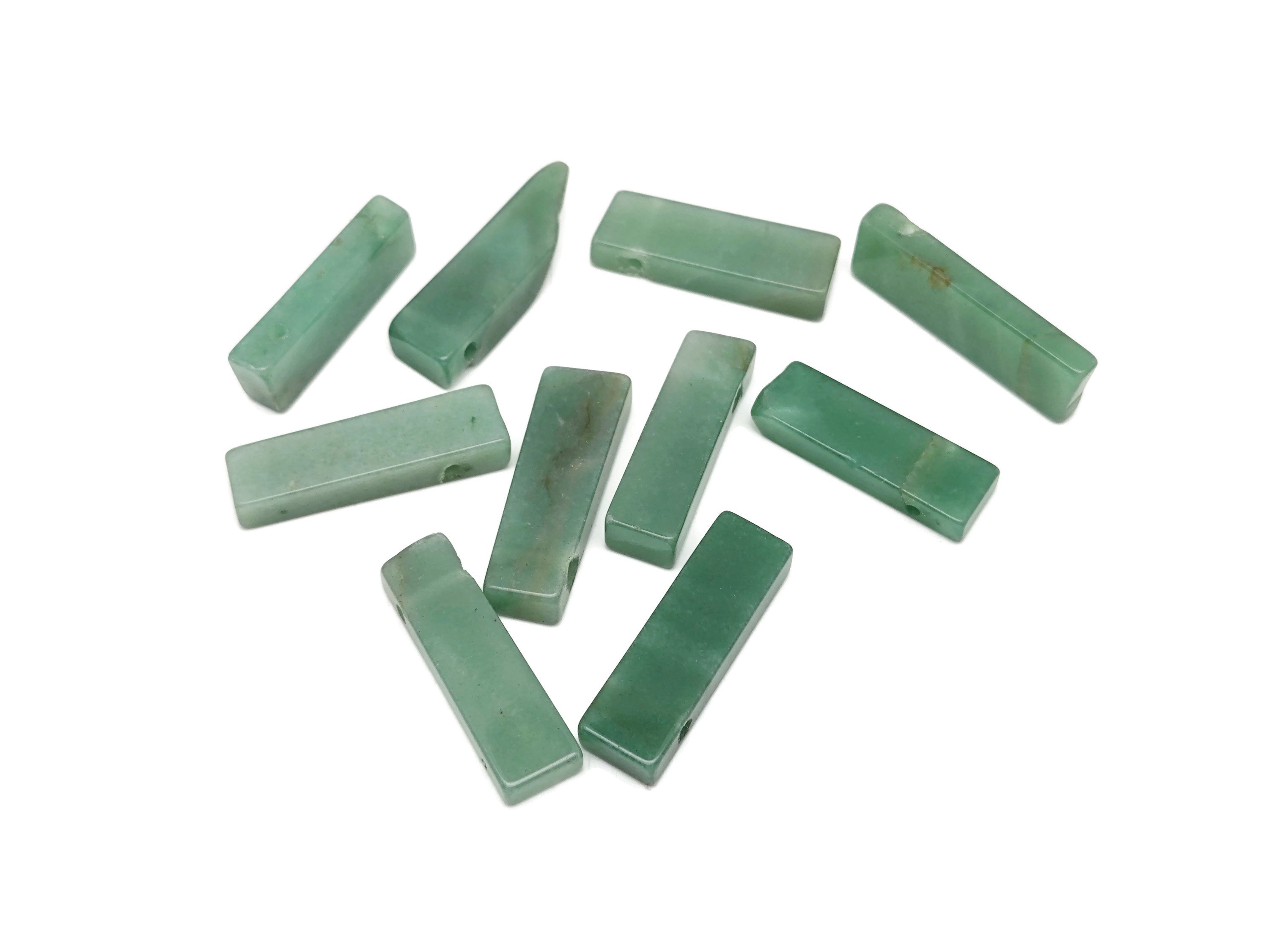 Aventurine Drilled Tumbled Stones - Rectangle Hole Tumbled Stone - Making Jewelry Cytsals - Bulk Stones - Nc1673