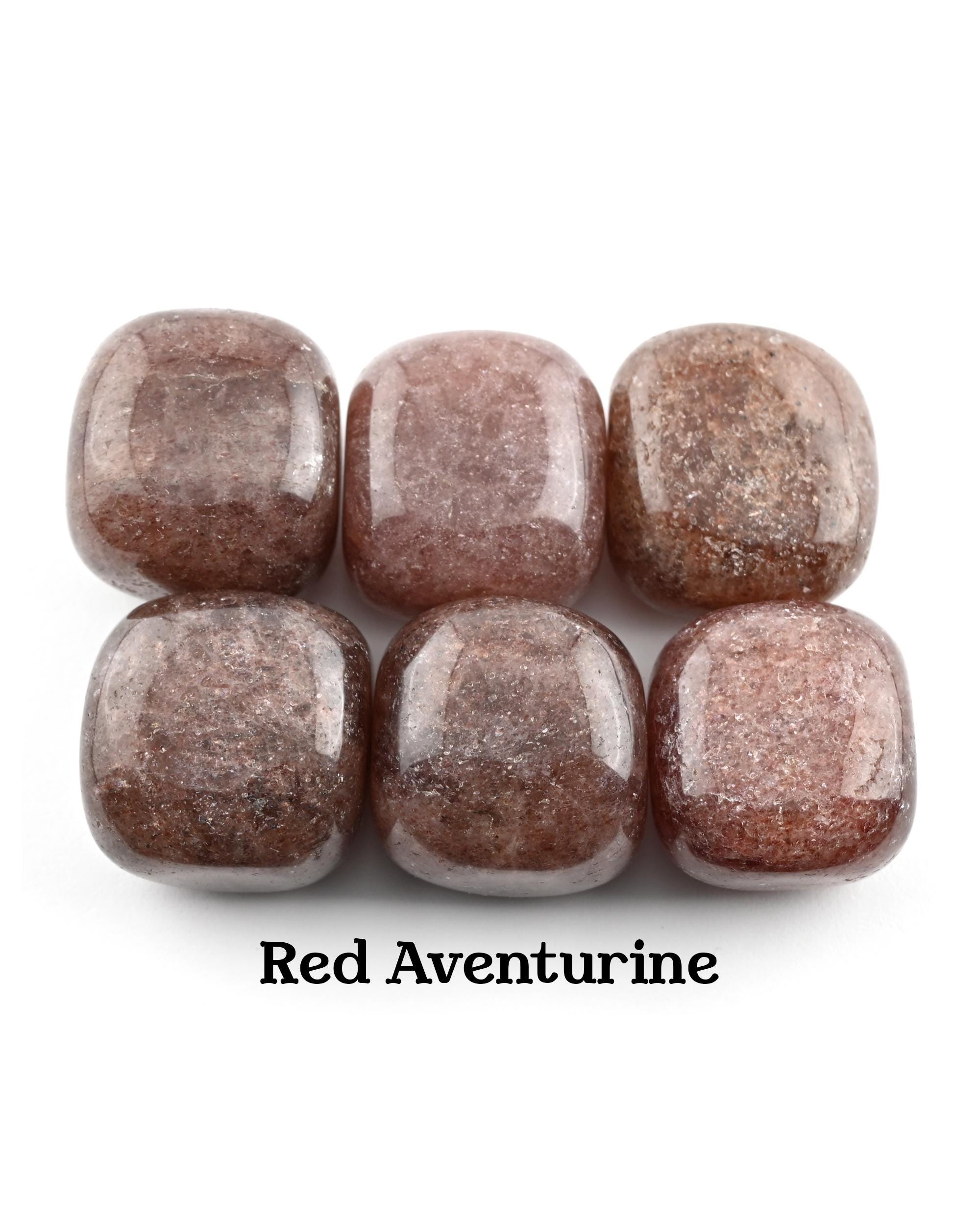 Red Aventurine Tumbled Stone, Polished Warm Crystal, Vitality And Confidence Gemstone