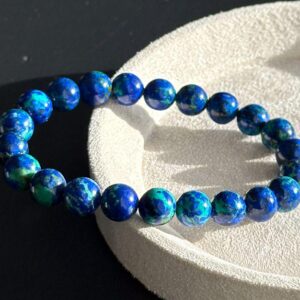 9mm, Natural Royal Blue Azurite Malachite Bracelet, High Quality Blue Green Mineral Beads, 天然高品质蓝铜矿手串