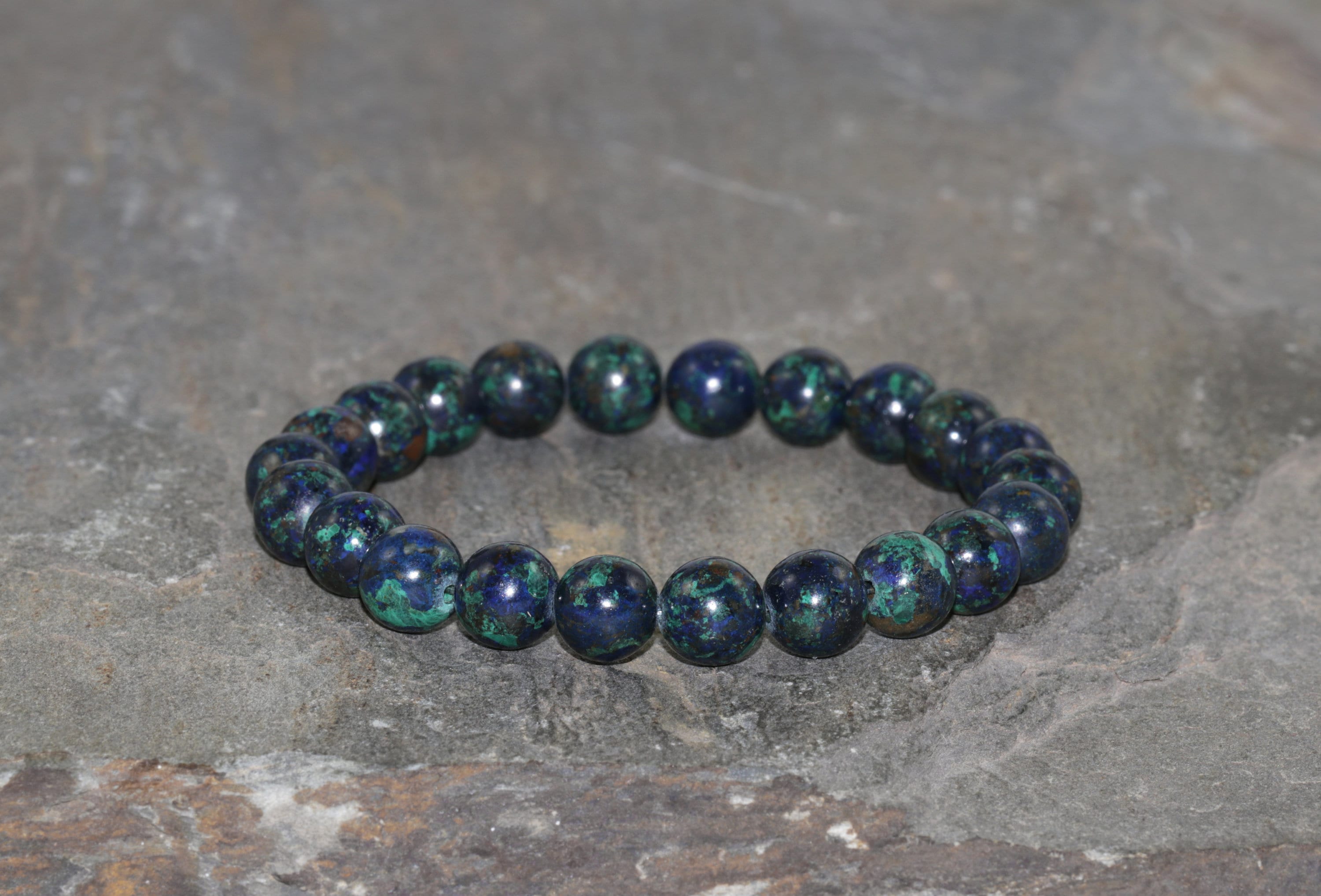 Azurite Beaded Bracelet, 8mm Grade Aaa Azurite Phoenix Beads, Natural Gemstones Stacking Bracelet, Blue-green Bracelet, Unisex Gift Bracelet