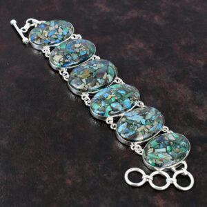 Copper Azurite Malachite Bracelet: Handmade 925 Sterling Silver Adjustable Chain