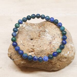 Green blue Azurite malachite bracelet. Elastic stretch stacking bracelets. Reiki jewelry uk. Boho hippie Beaded bracelet.