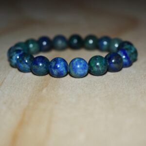 Azurite Malachite Beaded Bracelet, Elastic Crystal Jewelry Azurite Malachite Beaded Bracelet, Elastic Crystal Jewelry