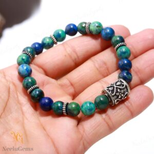Natural Azurite Malachite Bracelet 8mm, Blue Green Gemstone For Intuition & Healing Transformation Crystal Unique Spiritual Gift For Him Her