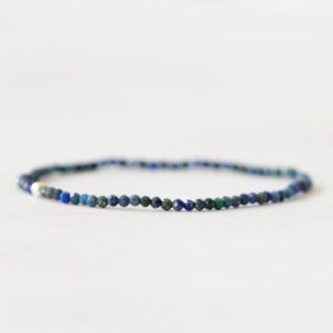 Skinny Azurite Stretch Bracelet, Ultra Delicate Beaded Dark Blue Gemstone Jewelry, Genuine Small Tiny Faceted Stones Skinny Azurite Stretch Bracelet, Ultra Delicate Beaded Dark Blue Gemstone Jewelry, Genuine Small Tiny Faceted Stones