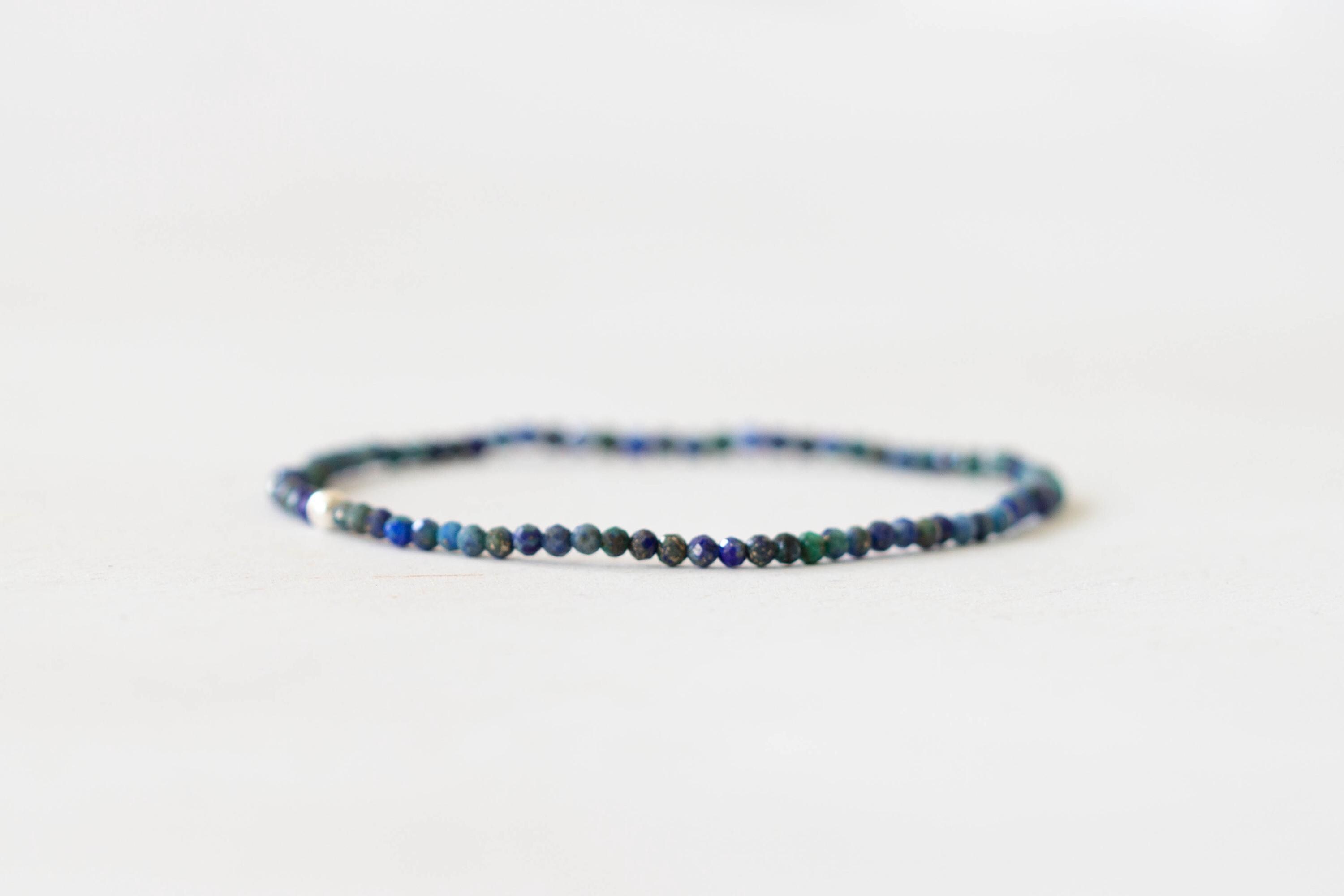 Skinny Azurite Stretch Bracelet, Ultra Delicate Beaded Dark Blue Gemstone Jewelry, Genuine Small Tiny Faceted Stones Skinny Azurite Stretch Bracelet, Ultra Delicate Beaded Dark Blue Gemstone Jewelry, Genuine Small Tiny Faceted Stones