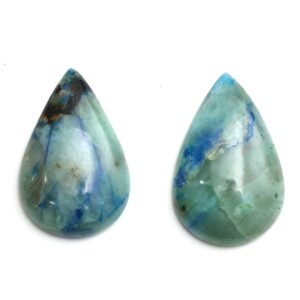Azurite Feldspar Pear Cabs Cabochon, 37x23 Mm, Azurite Feldspar Smooth Cabochon, Jewelry Making Gmestone Pair ( 2 Pieces )