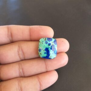 Azurite Malachite Baguette Cabochon: Handmade Gemstone (20x18x8mm, 30 Carat)