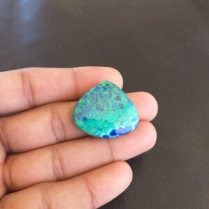 Azurite Malachite Cabochon: Handmade Fancy Gemstone (40 Carat, 31x28x6 Mm)