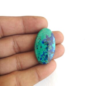 Azurite Malachite Cabochon: Oval Gemstone For Jewelry Making (34x20x5 Mm, 33.9 Carat