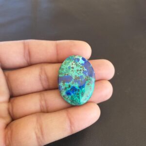Azurite Malachite Cabochon: Oval Gemstone, Handmade Jewelry (34x25x6 Mm, 40 Carat