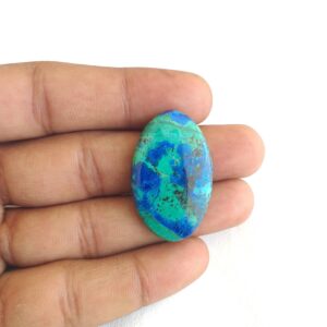 Azurite Malachite Cabochon: Oval Gemstone, 33.5 Carat, 34x22x5 Mm