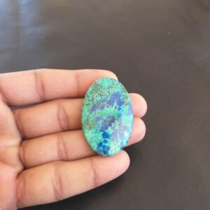 Azurite Malachite Cabochon: Oval Gemstone For Jewelry Making (57.5 Carat, 45x29x6 Mm)