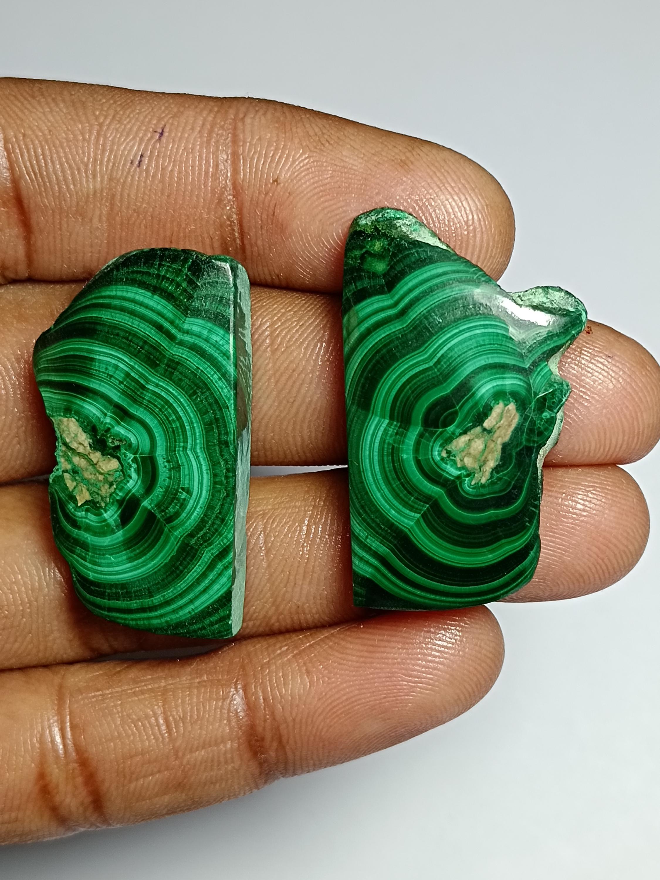 Azurite Malachite Slice Lot Cabochon, Loose Gemstone 112 Cts. 2 Pcs.