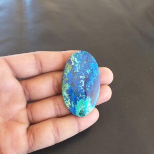 Azurite Malachite Stone Cabochon: Oval Gemstone, 87.5 Carat (54x32x6 Mm)