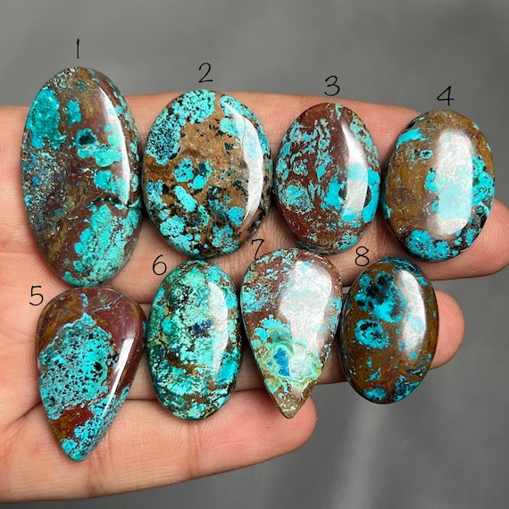 Natural Boulder Azurite Cabochon: Flatback Gemstone For Jewelry Making Natural Boulder Azurite Cabochon: Flatback Gemstone For Jewelry Making