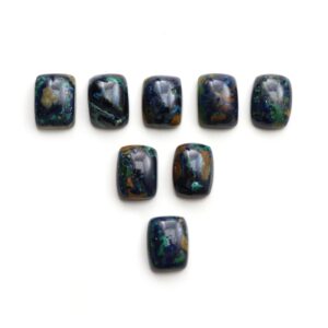 Natural Azurite Malachite Smooth Rectangle Cabochon, 12x16 Mm, Azurite Malachite Jewelry Making Loose Gemstone, Malachite Cabochon, 8 Pieces