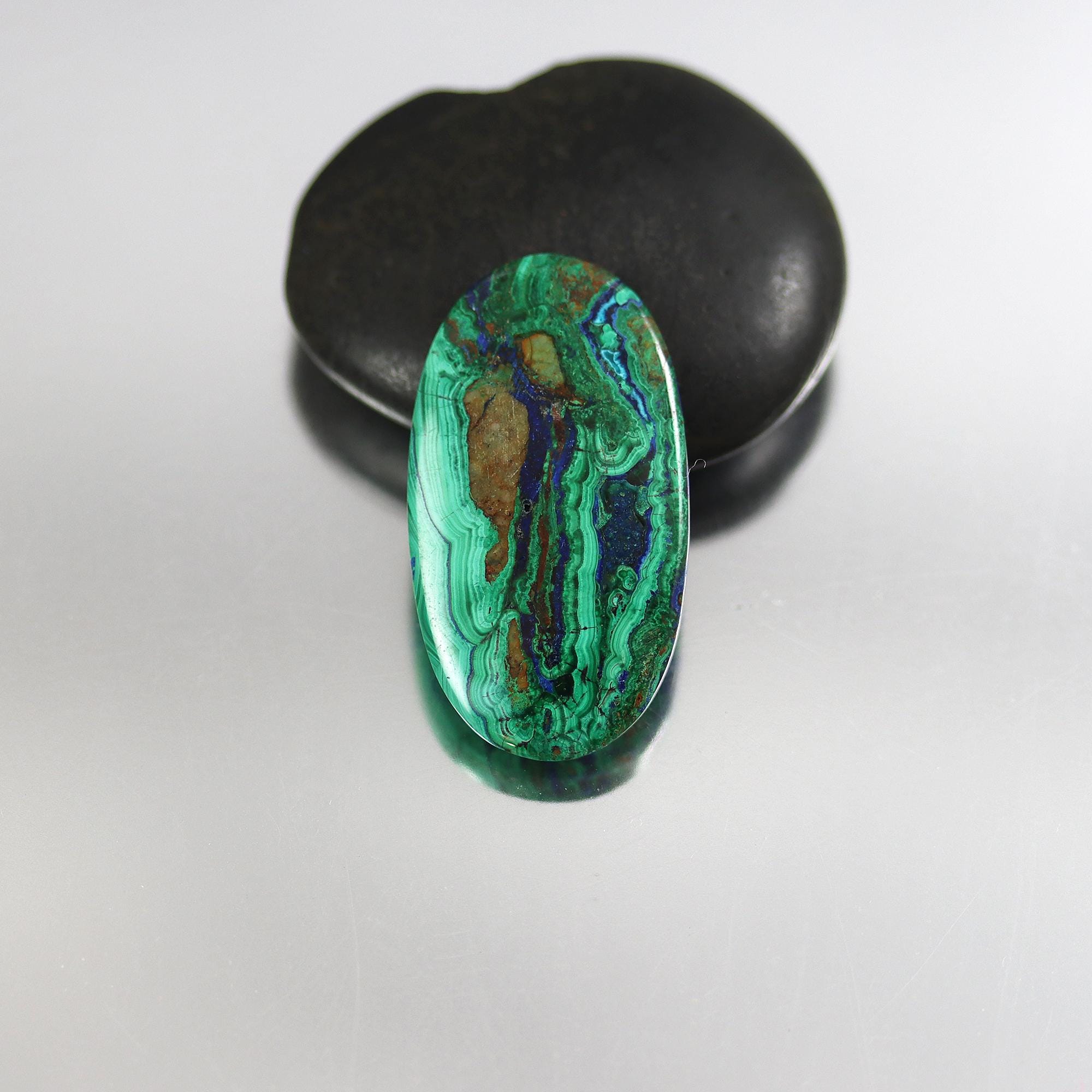 Oval Azurite Malachite Cabochon (32 X 18mm, Undrilled)