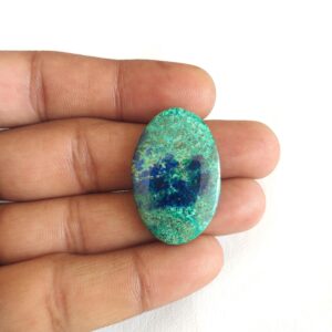 Oval Azurite Malachite Cabochon: Handmade Gemstone (32x21x4 Mm)