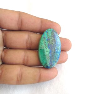 Oval Azurite Malachite Cabochon, Handmade Gemstone (41x24x5 Mm)