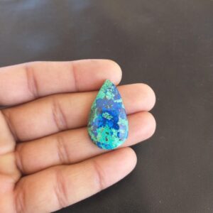Pear Azurite Malachite Cabochon: Handmade Gemstone, 27.5 Carat