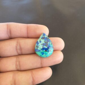 Pear Azurite Malachite Cabochon: Handmade Gemstone, 22.5 Carat